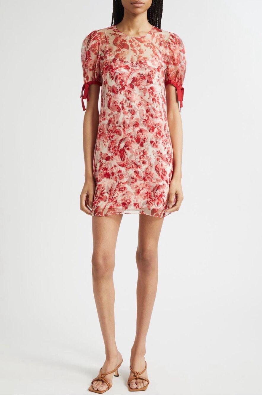 Cinq a Sept Junette Floral Ribbons Silk Minidress NWT